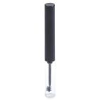 The Round Mascara Bottle features a sleek and minimalist design, consisting of a clear tube with a black cap. Inside, you'll find a mascara wand equipped with a black, bristled brush for precise mascara application.
